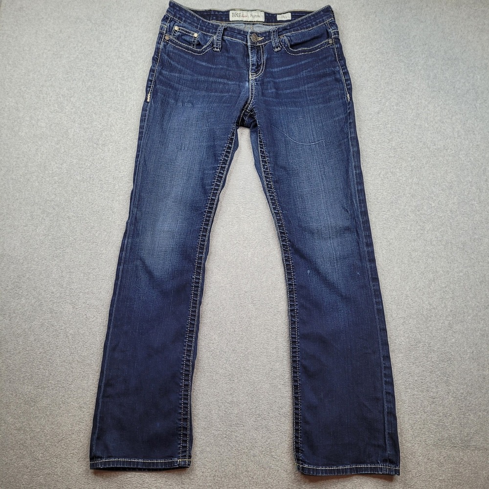 BKE Payton Jeans Womens 29x33.5 Dark Wash Bootcut Thick Stitch Denim